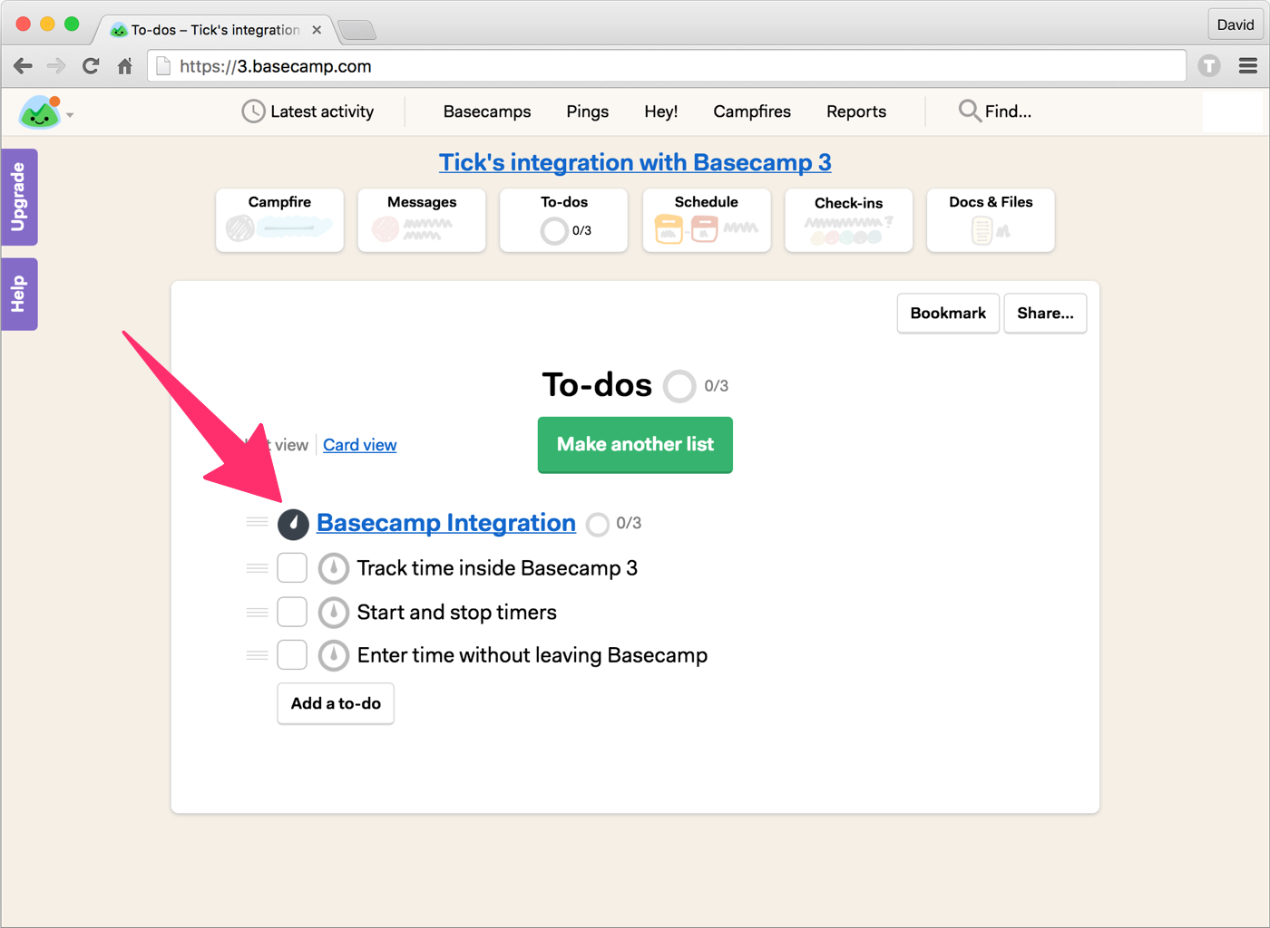 Running a timer in Basecamp 3